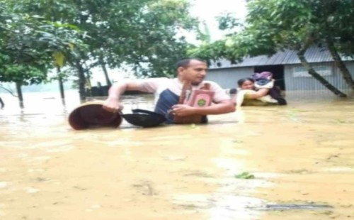 ঝিনাইগাতীর সেনাসদস্য ছুটিতে থেকেও  মানবিক কাজে নিয়জিত! 